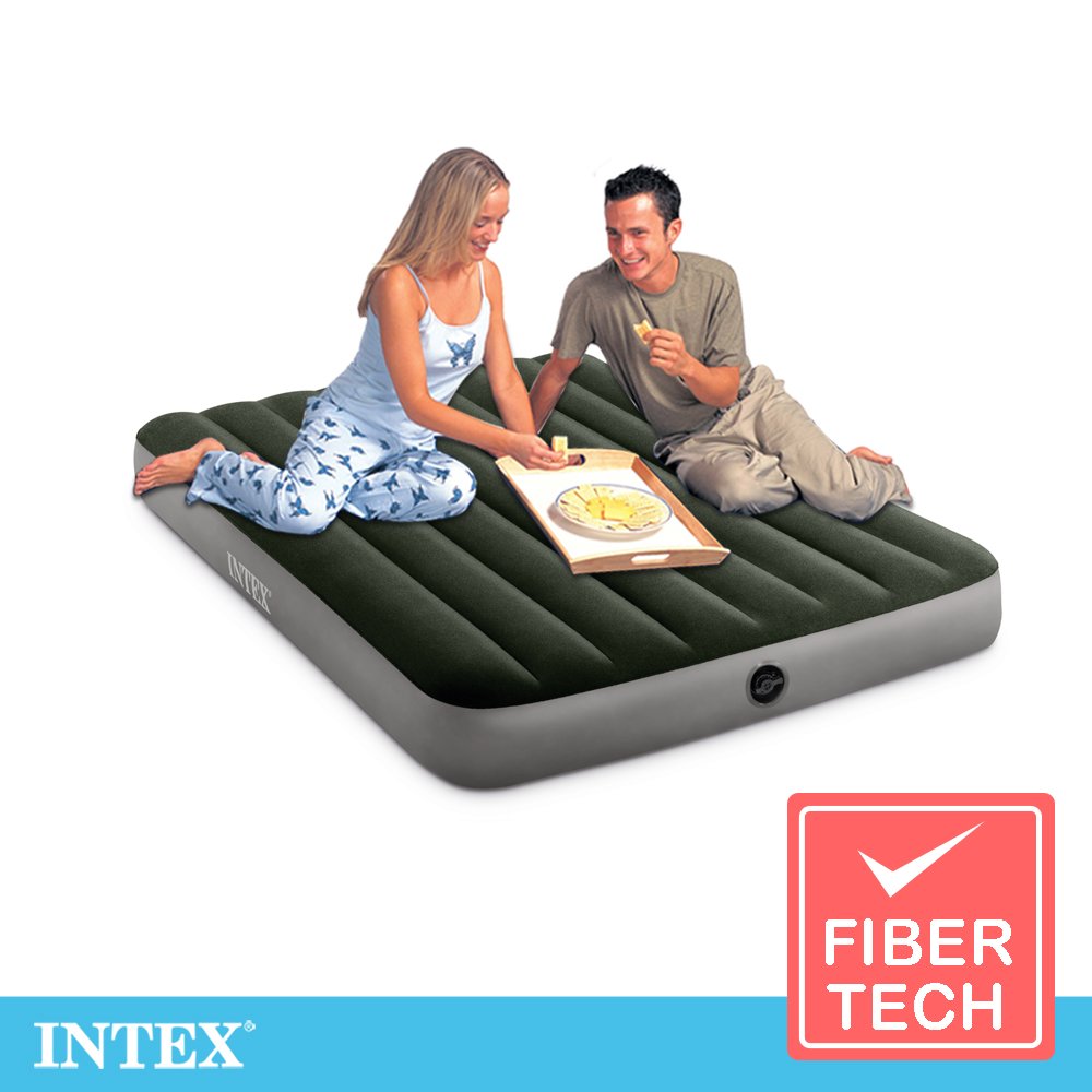 【INTEX】經典雙人(fiber-tech)充氣床墊(綠絨)-寬137cm 15010042(64108)