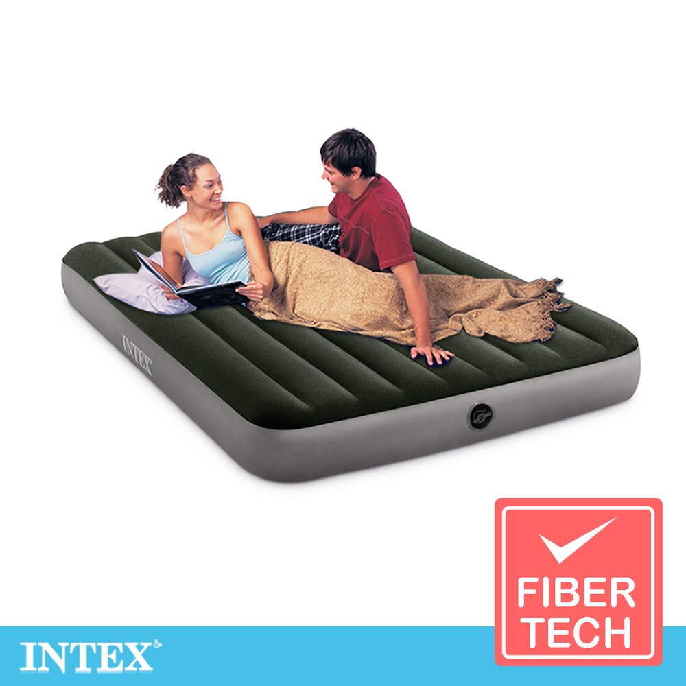 【INTEX】經典雙人加大(fiber-tech)充氣床墊(綠絨)-寬152cm 15010052(64109)