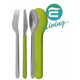 【易油網】JOSEPH Go Eat Compack Cutlery Set Green 翻轉不鏽鋼餐具組(綠) #81033