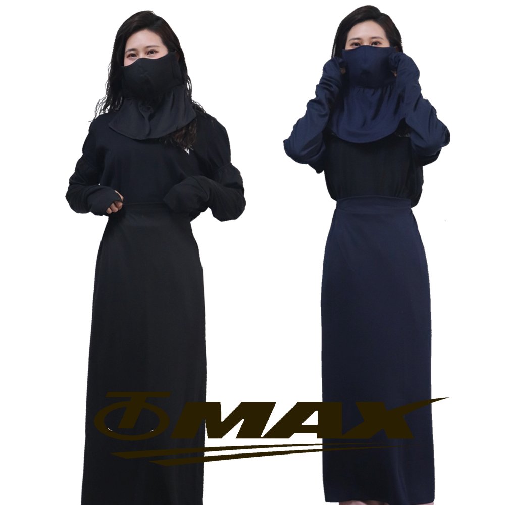 OMAX透氣防曬袖套 +防曬裙+護頸口罩(3件組合)-黑色 *促銷下殺*
