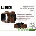 數位小兔【UAG Apple Watch 38/40mm 皮革錶帶 棕】手工皮革 手錶 釦環 質感 蘋果錶帶 真皮