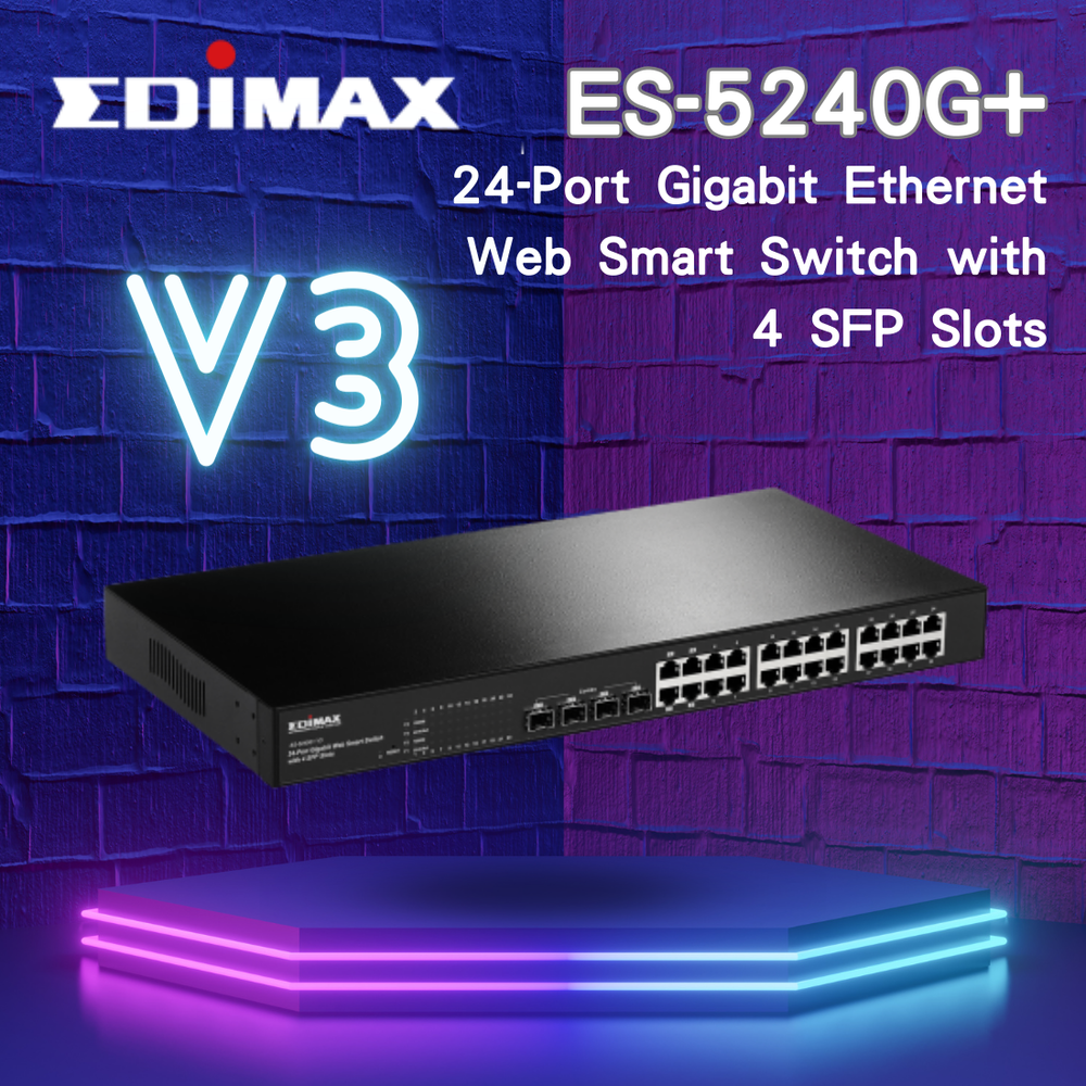 EDIMAX 24-Port Gigabit Ethernet Web Smart Switch with 4 SFP Slots ES-5240G+ V3
