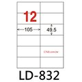 【1768購物網】LD-832-W-C 龍德(12格) 白色三用貼紙-49.5X105mm - 20張/包 (LONGDER)