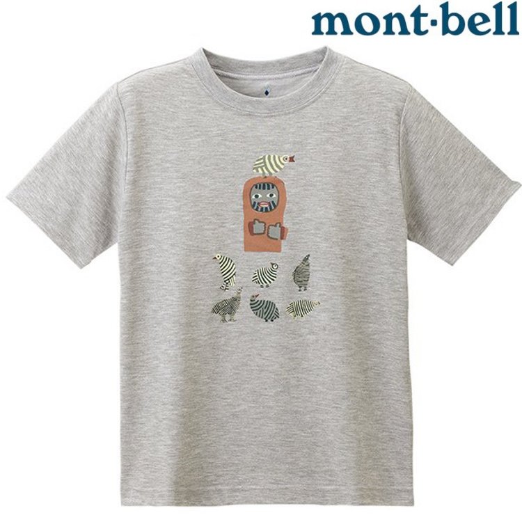Mont-Bell Wickron 兒童排汗短T/幼童排汗衣 1114267 鳥與山男 HCH 炭灰