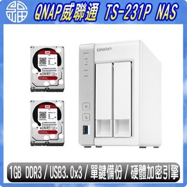 【阿福3C】QNAP TS-231P 2-Bay NAS 網路儲存伺服器+(2入)WD RED 4TB 3.5吋硬碟(WD40EFRX)