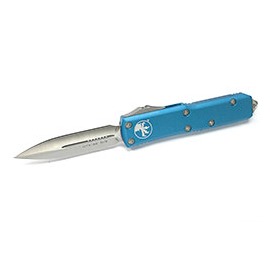 Microtech UTX-85 D/E 藍綠鋁柄 Satin 銀刃彈簧刀 (CTS 204 P鋼) -#MT 232-4 TQ