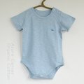 有機棉嬰幼兒竹節短袖連身衣-淺藍小魚70~90cm 嬰兒包屁衣 藍天畫布有機棉