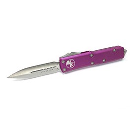 Microtech UTX-85 D/E 紫色鋁柄 Satin 銀刃彈簧刀 (CTS 204 P鋼) -#MT 232-4 VI