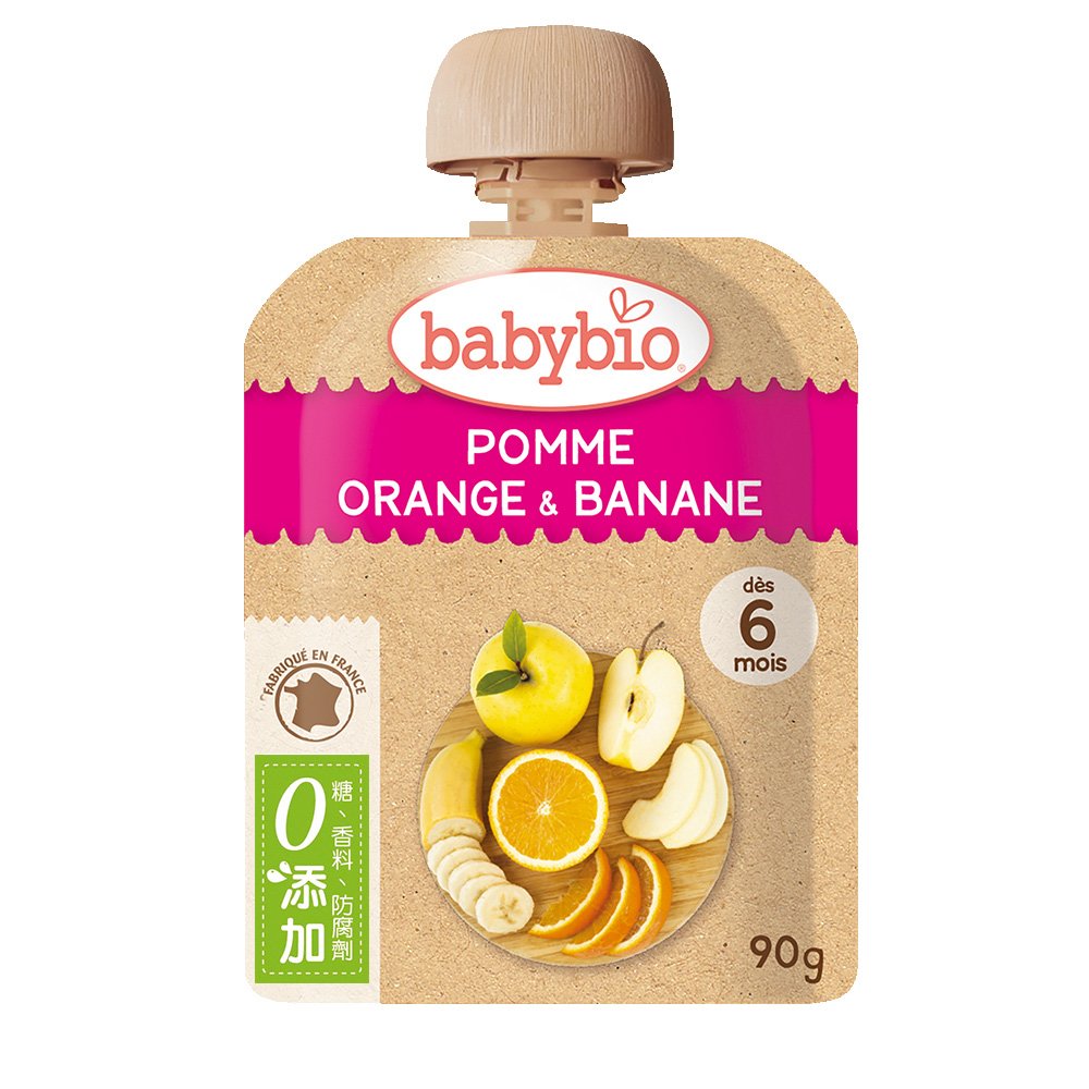 寶寶果泥 寶寶副食品 法國Babybio 生機蘋果香橙香蕉纖果泥