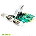 《Shentek》 52001 Serial RS232 2 Port PCIe Card 5V 12V Power Selectable High Speed Industrial