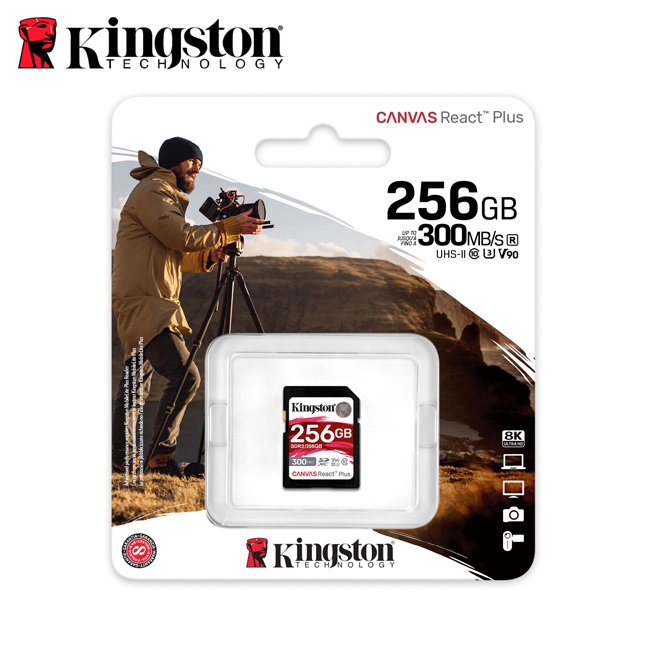 金士頓 256GB Canvas React Plus SDXC UHS-II V90 U3 相機 記憶卡 (KT-SDR2-256G)