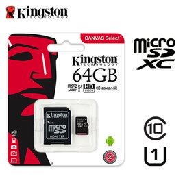 金士頓 最新 64G Kingston CANVAS Select microSDXC C10 記憶卡 (KTCS-64G)