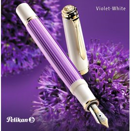 德國 Pelikan 百利金 M600 Violet-White 14K金 紫條鋼筆(加贈4001墨水一瓶)