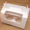 【手提/純白2格裝-50入下】開窗 2粒 杯子蛋糕盒 6寸芝士蛋糕盒 包裝盒 馬芬盒 6寸 蛋糕盒 布丁盒 蛋塔盒 餅乾盒 奶酪盒