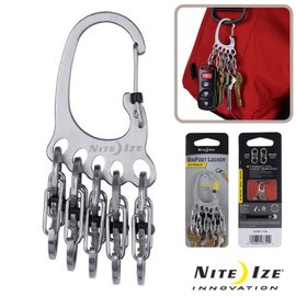 【美國 NITE IZE】BigFoot Locker™ KeyRack 大腳丫鑰匙扣+5個帶鎖不鏽鋼8字扣/S型扣頭.優質不鏽鋼/KLKBF-11-R6