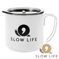 【SLOW LIFE】不鏽鋼咖啡杯 350ml /附蓋『白色』戶外 露營 登山 馬克杯 不銹鋼杯 隔熱杯 野餐杯 P19710
