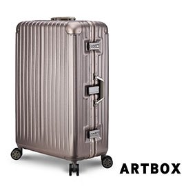 【ARTBOX】冰封奧斯陸 29吋 平面凹槽拉絲紋鋁框行李箱 (香檳金)