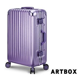 【ARTBOX】冰封奧斯陸 26吋 平面凹槽拉絲紋鋁框行李箱 (女神紫)