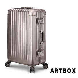 【ARTBOX】冰封奧斯陸 26吋 平面凹槽拉絲紋鋁框行李箱 (香檳金)