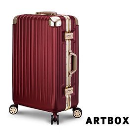 【ARTBOX】冰封奧斯陸 26吋 平面凹槽拉絲紋鋁框行李箱 (鋼鐵紅)