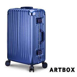 【ARTBOX】冰封奧斯陸 26吋 平面凹槽拉絲紋鋁框行李箱 (海軍藍)