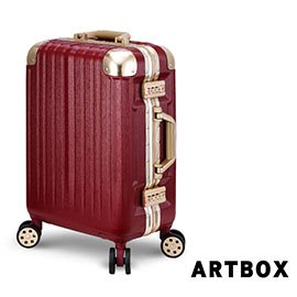 【ARTBOX】冰封奧斯陸 20吋 平面凹槽拉絲紋鋁框行李箱 (鋼鐵紅)