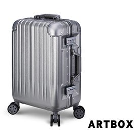 【ARTBOX】冰封奧斯陸 20吋 平面凹槽拉絲紋鋁框行李箱 (深灰色)