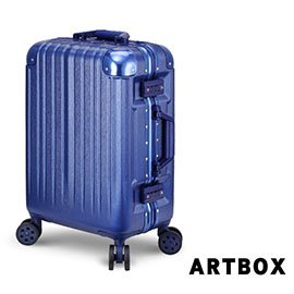 【ARTBOX】冰封奧斯陸 20吋 平面凹槽拉絲紋鋁框行李箱 (海軍藍)