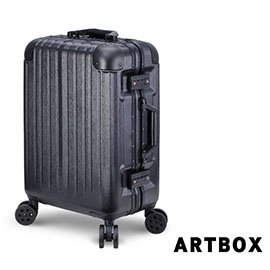 【ARTBOX】冰封奧斯陸 20吋 平面凹槽拉絲紋鋁框行李箱 (黑色)