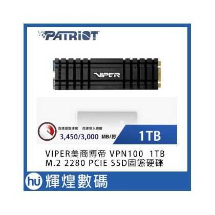 VIPER美商博帝 PATRIOT VPN100 1TB M.2 2280 PCIE SSD固態硬碟