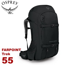 【OSPREY 美國 Farpoint Trek 55 旅行背包《黑》55L】雙肩背包/後背包/行李箱/登山/自助旅遊