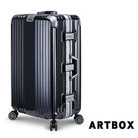 【ARTBOX】溫雅簡調 29吋平面凹槽海關鎖鋁框行李箱(經典黑)