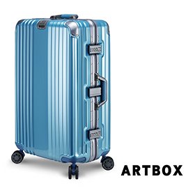 【ARTBOX】溫雅簡調 26吋平面凹槽海關鎖鋁框行李箱(冰晶藍)