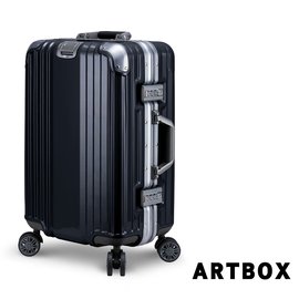 【ARTBOX】溫雅簡調 20吋平面凹槽海關鎖鋁框行李箱(經典黑)