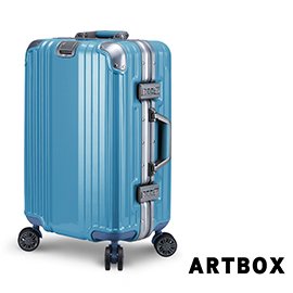 【ARTBOX】溫雅簡調 20吋平面凹槽海關鎖鋁框行李箱(冰晶藍)
