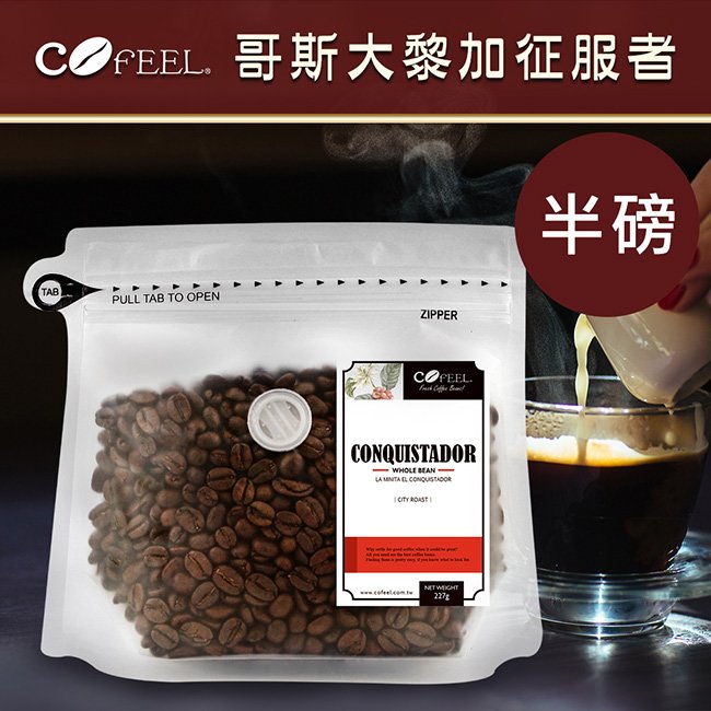 CoFeel 凱飛鮮烘豆哥斯大黎加征服者中深烘焙咖啡豆半磅+專利濾泡耳掛式兩用咖啡架(SO0063S)