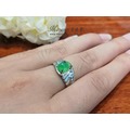 【Maven 行家珠寶】精選天然陽綠A貨翡翠+天然鑽石 設計款白K金戒指