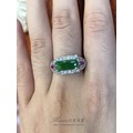 【Maven 行家珠寶】精選頂級天然陽綠翡翠+天然鑽石白K金戒指