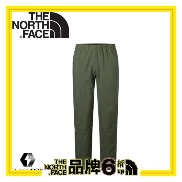 【The North Face 男 FlashDry彈性長褲《軍綠》】2TZV/休閒長褲/機能性長褲/健行褲