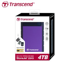 【原廠保固】創見 4TB StoreJet 25H3 USB3.0 2.5吋 紫色 行動硬碟 (TS-25H3P-4TB)