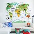可愛動物世界地圖壁貼