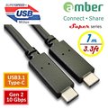 amber USB 3.1 Sync/Fast Charge Cable USB-IF certified, USB3.1 Gen2(10 Gbps) Type C to C,1m(PD)