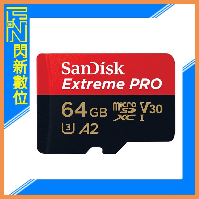 ★閃新★SanDisk Extreme PRO MicroSD 64GB/64G Class10 A2 200MB/s 記憶卡(公司貨)