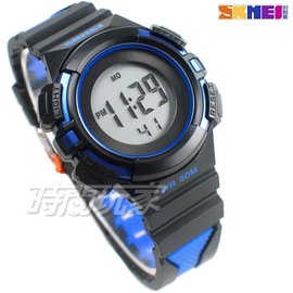 SKMEI 時刻美 小錶時尚腕錶 計時碼表 女錶 中性錶 防水手錶 電子錶 運動錶 夜光 日期 SK1485藍黑