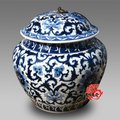 景德鎮陶瓷花瓶擺件居家裝飾手繪明清 青花瓷蓋罐儲物罐米缸