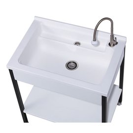 [新時代衛浴] 80公分實心人造石洗衣槽，台制，活動洗衣板，搭配不鏽鋼支撐架AST580