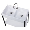 新時代衛浴 100 cm 實心人造石洗衣槽 台制 雙水槽 活動洗衣板 搭配不鏽鋼支撐架 ast 5100