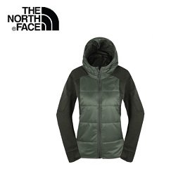 [ THE NORTH FACE ] 女 棉質拼接保暖兜帽外套 綠 / NF0A46HFJK7 {L XL}