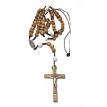 天主教聖物以色列進口橄欖木耶穌苦像十字架粉晶念珠(10mm)8231005