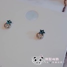 香港正生 藍色星星系列圓鑽六爪耳環